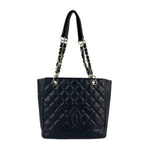 CHANEL Shoulder Bag in Caviar Leather, Black, Women's, Z6259